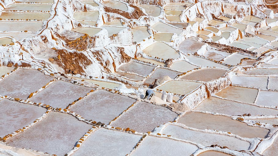 landscaped photography of white and brown field, salt flat, salt - mineral, HD wallpaper
