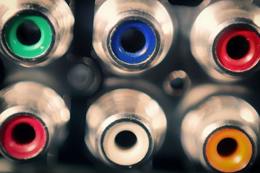 inputs, jacks, primary, colors, tech, technology, data, electronics HD wallpaper