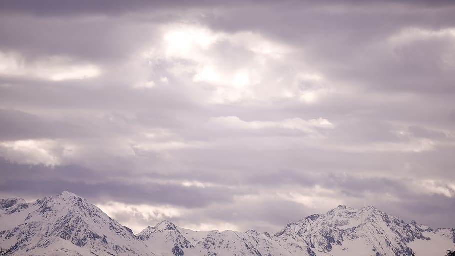 mountains, sky, cloud, luminous, snow, white, wallpaper, cold temperature HD wallpaper