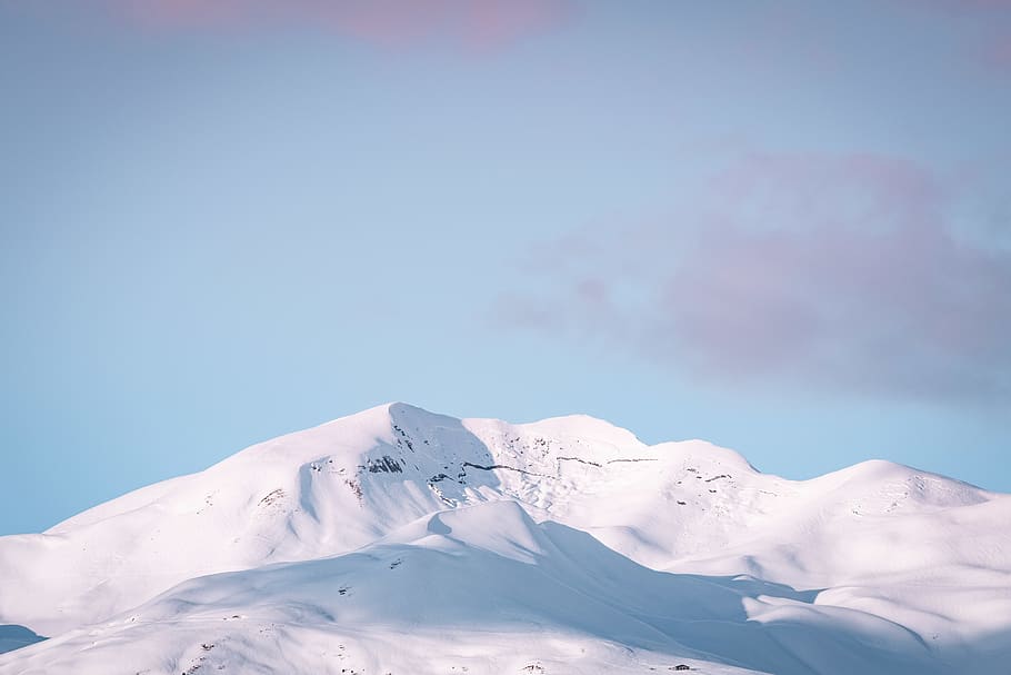 mountain, summit, ice, Arctic, sunset, snow, slopes, white HD wallpaper