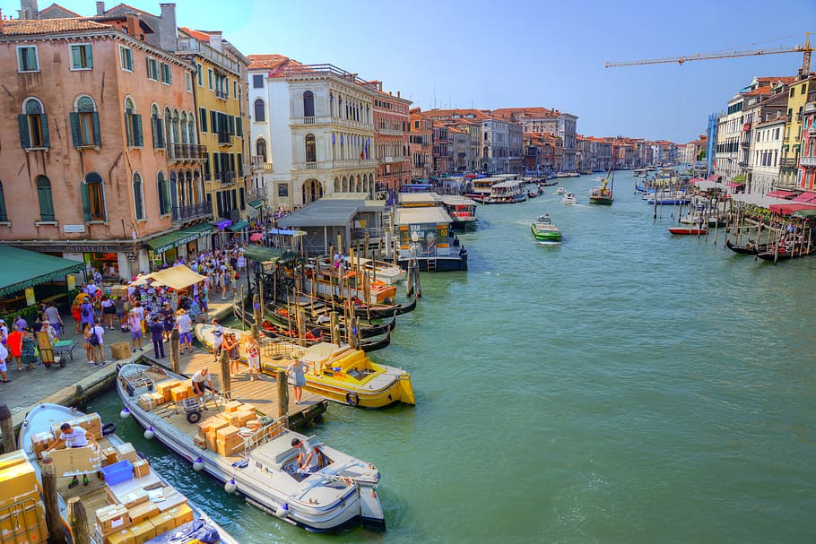 venice, rialto, italy, water, venezia, architecture, gondola, HD wallpaper