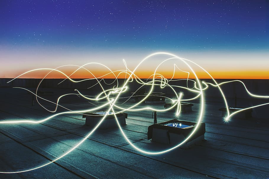 InMotion, light, streaks, effect, night, dark, illuminated HD wallpaper