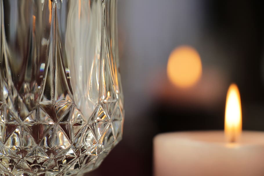 glass, candle, flame, light, illuminated, burning, fire, close-up HD wallpaper