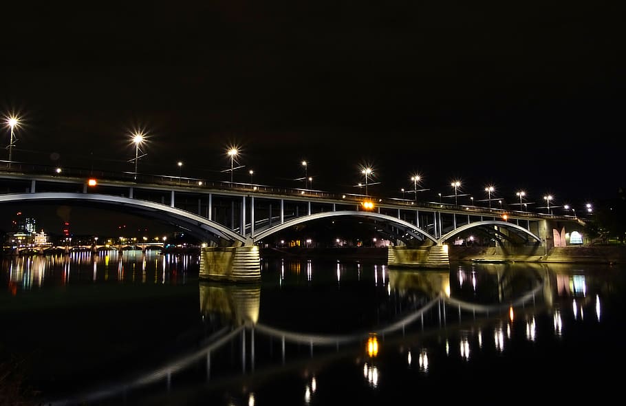 bridge, mirroring, water, architecture, river, rhine, basel HD wallpaper