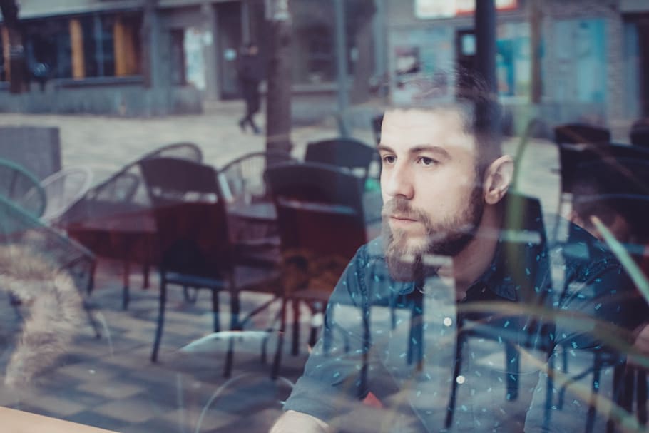 window, reflection, one person, young adult, portrait, looking HD wallpaper