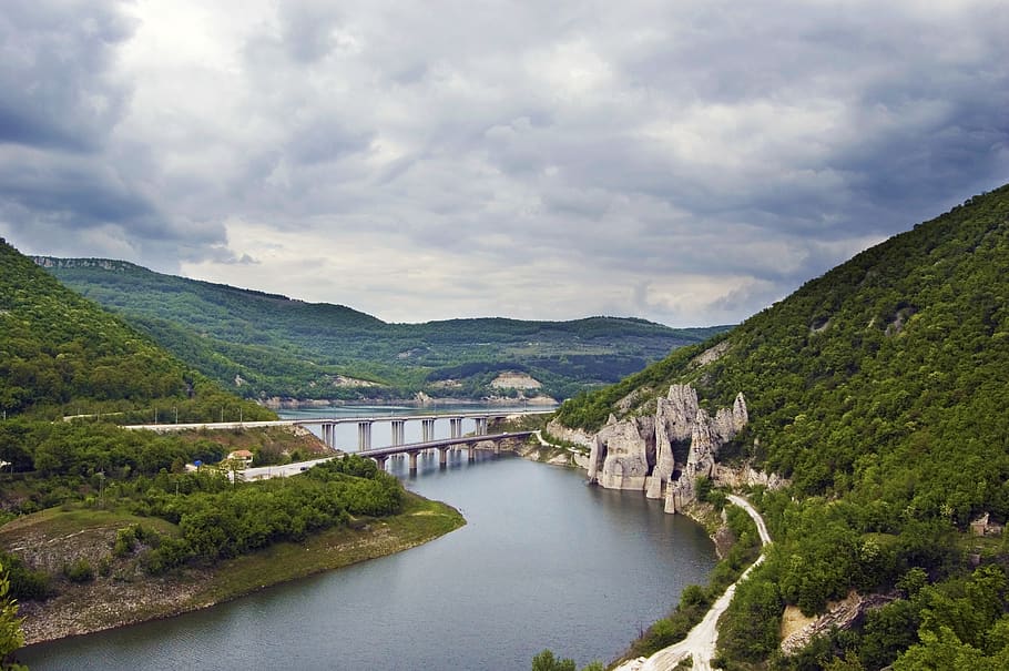 river, rock, sky, landscape, nature, rocks, marvelous, view, HD wallpaper