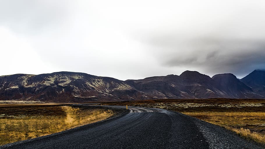 Curve Road Near Mountains during Daytime, desert, fields, landscape HD wallpaper