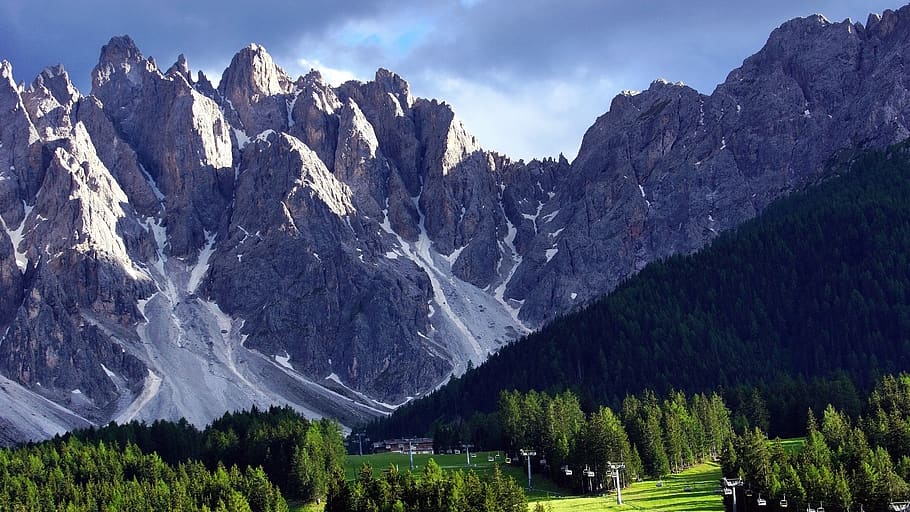 brown mountain under blue sky, scenics - nature, tree, beauty in nature HD wallpaper