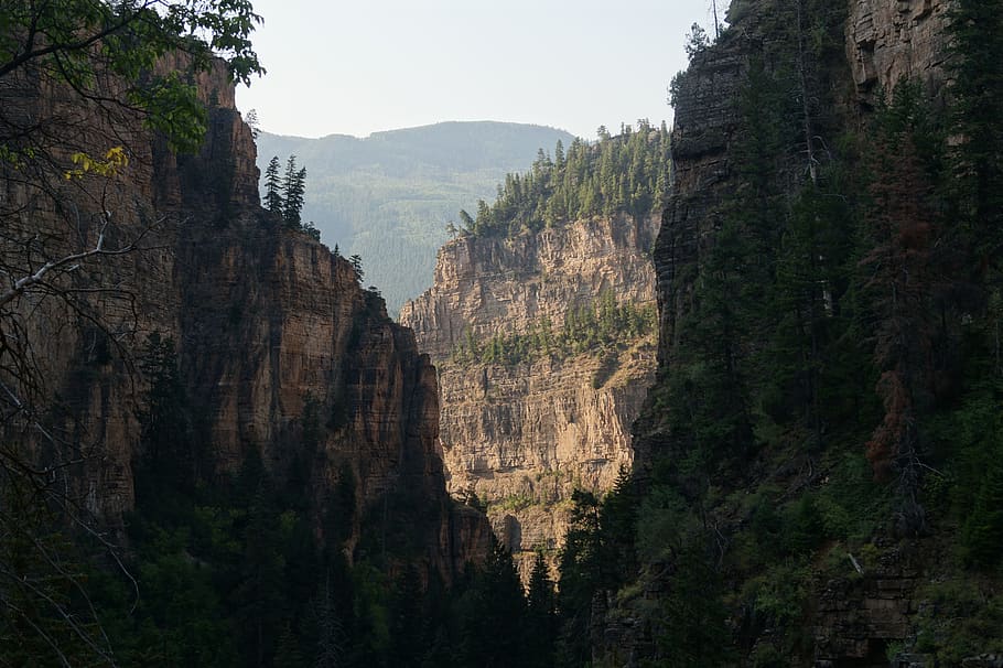 hanging, lake, trail, co, colorado hanging lake trail, tree HD wallpaper