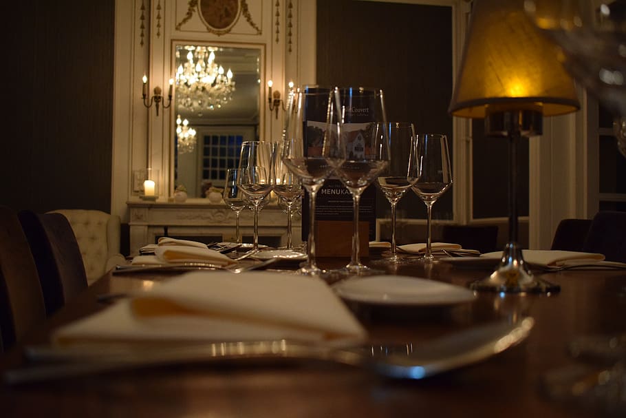 crockery, table, cutlery, restaurant, wineglass, drink, food and drink HD wallpaper
