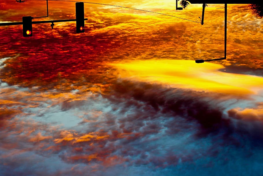 sky, colors, sunset, textures, clouds, contrast, nature, orange color HD wallpaper