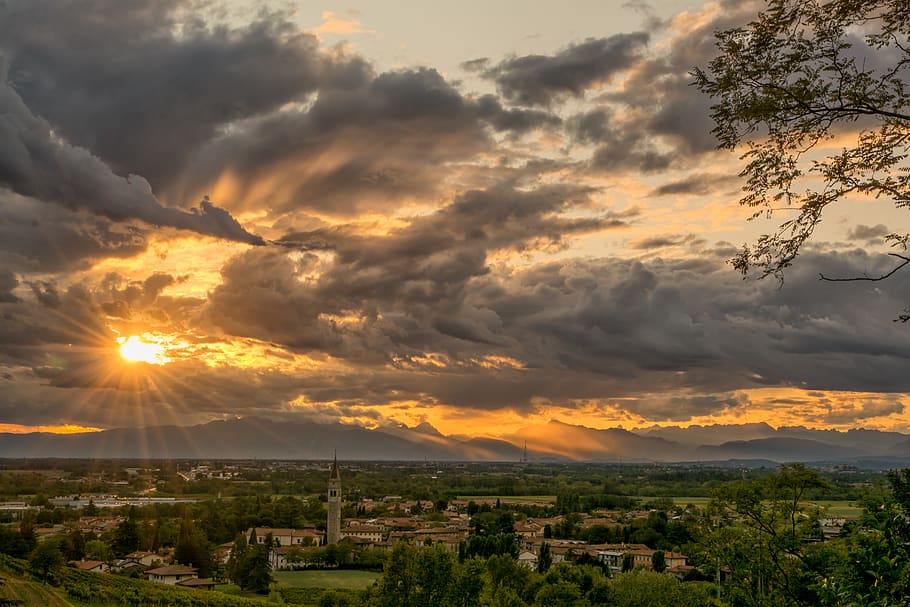 Sunset, backlit, clouds, dawn, dramatic, sunrise, cloud - sky HD wallpaper