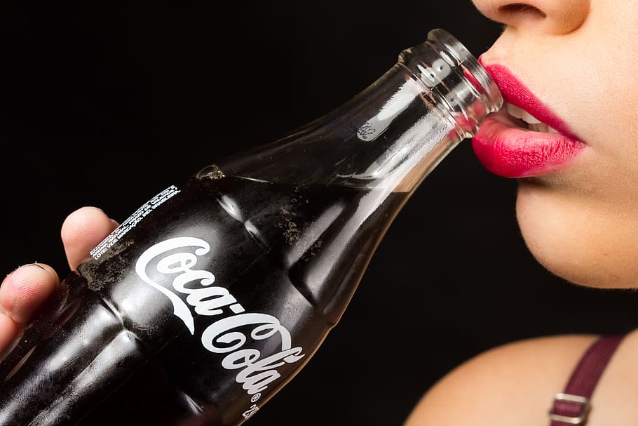 Woman About to Drink Coca-cola Glass Bottle, coca cola, refreshment, HD wallpaper