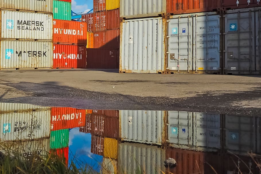 container, container port, cargo, transport, shipping, delivery HD wallpaper
