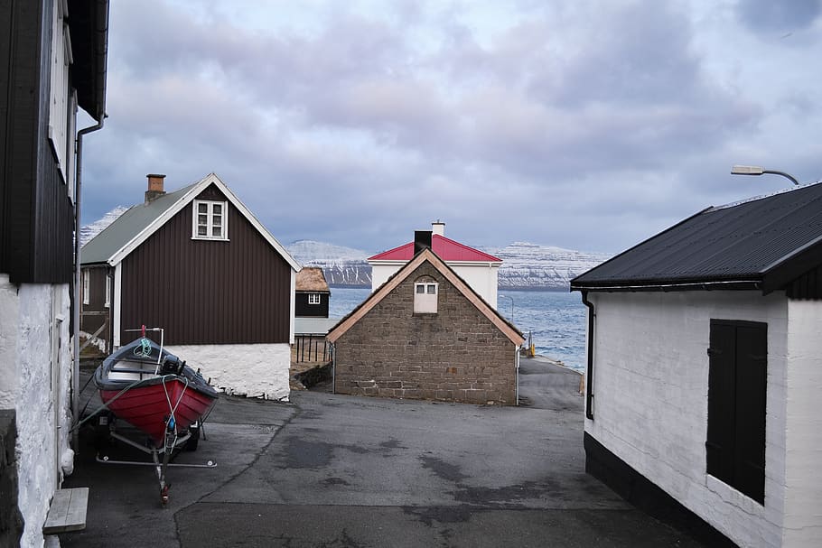 faroe islands, gjógv, nordic, village, sea, north, architecture, HD wallpaper