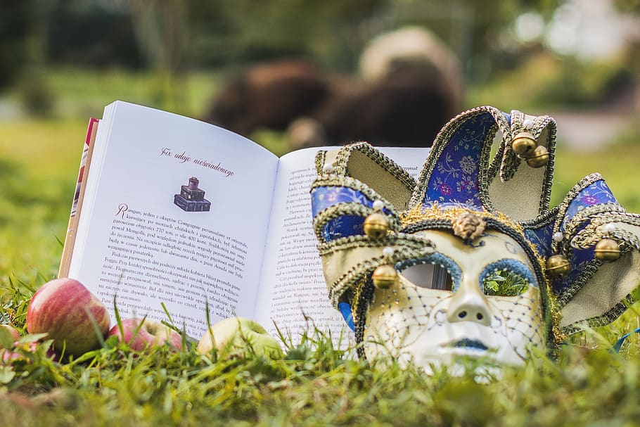 book, mask, education, open, open book, white, card, cards HD wallpaper