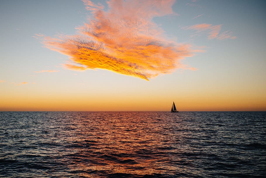 boat, boating, ship, water, flow, sea, ocean, blue, sky, sunset HD wallpaper