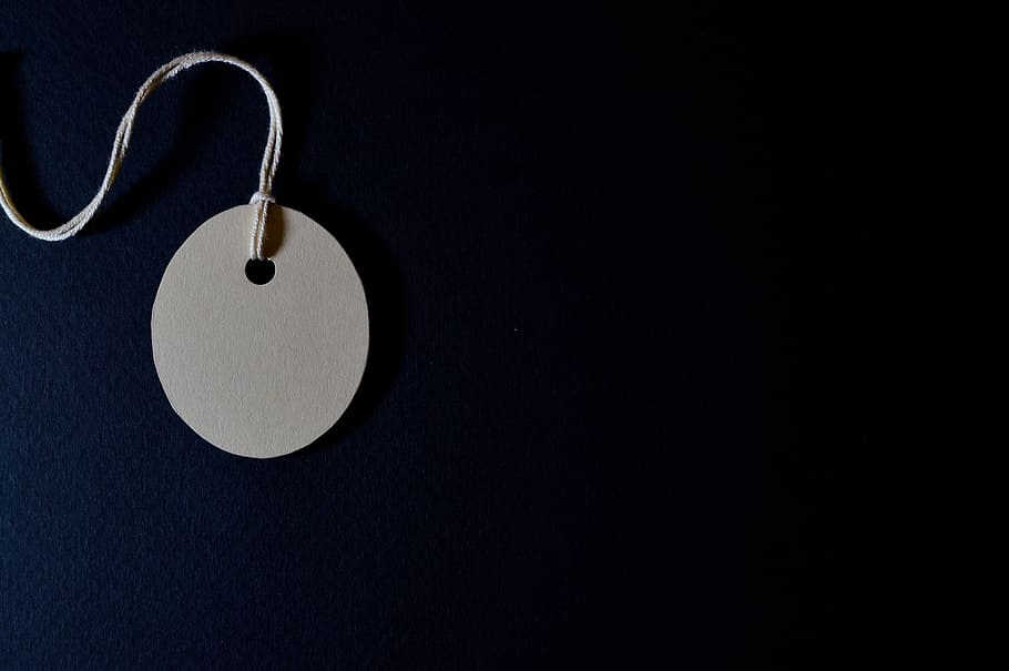 White Product Tag, black background, blank, card, close -up, colors HD wallpaper