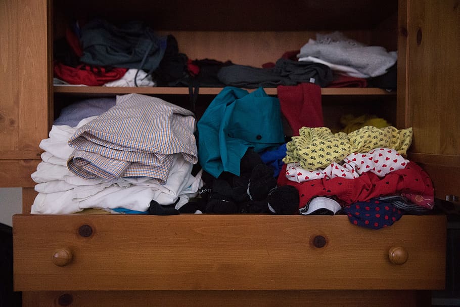clothes, mess, drawer, indoors, clothing, no people, large group of objects HD wallpaper