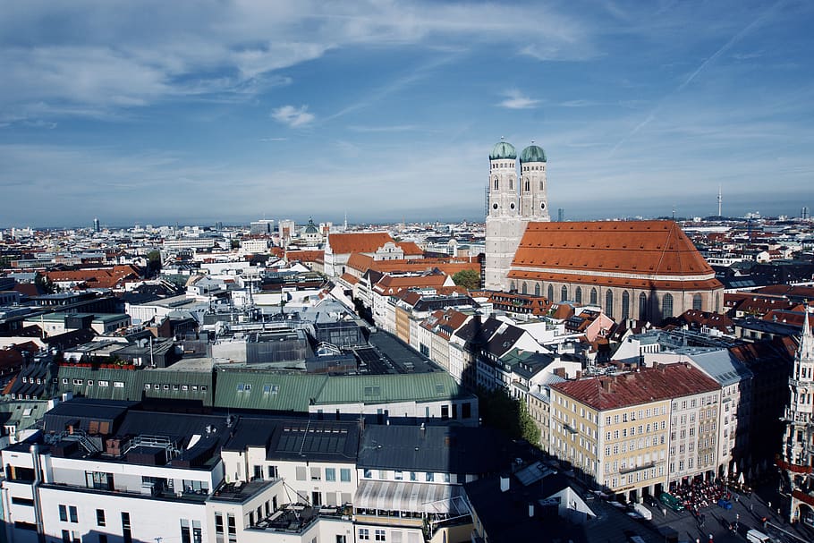 munich, city view, cathedral, autumn, bavaria, germany, frauenkirche