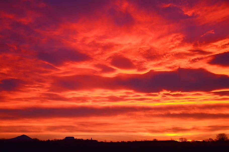 red, baranya, siklós, in the morning, sunrise, daybreak, dawn, HD wallpaper