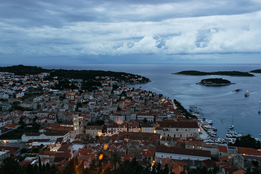 croatia, hvar, town, isaland, port, architecture, cloud - sky, HD wallpaper