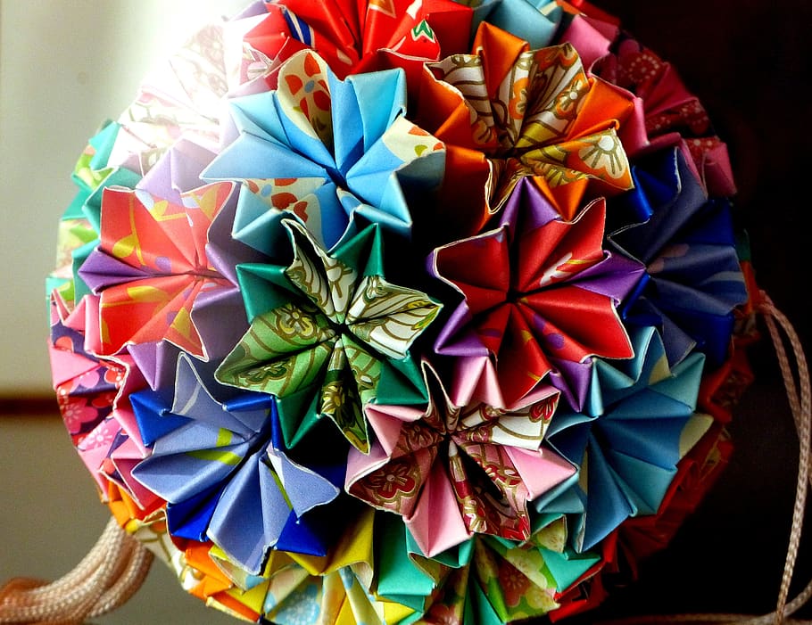 origami, paper, fold, tinker, japan, decoration, multi colored HD wallpaper
