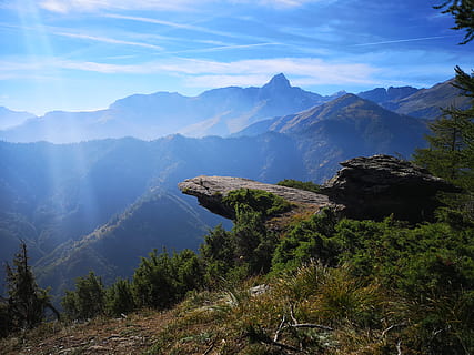 gray cliff, mountain, elva, italy, piedmont, sunny day, landscape HD wallpaper