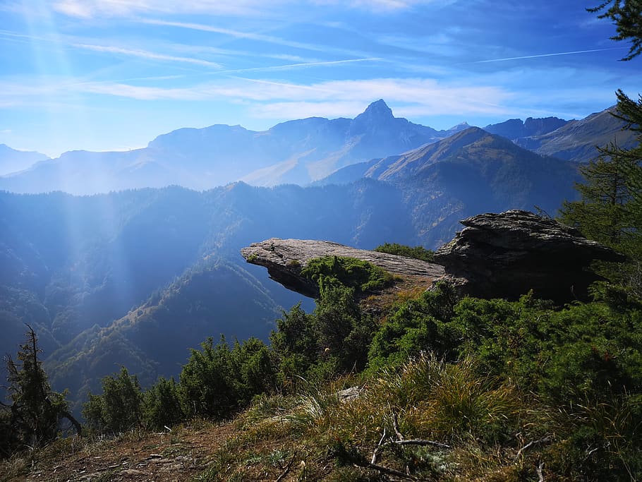gray cliff, mountain, elva, italy, piedmont, sunny day, landscape HD wallpaper