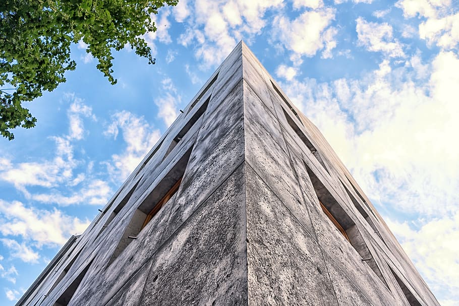 Gray Concrete Building in Architectural Photography, architecture HD wallpaper
