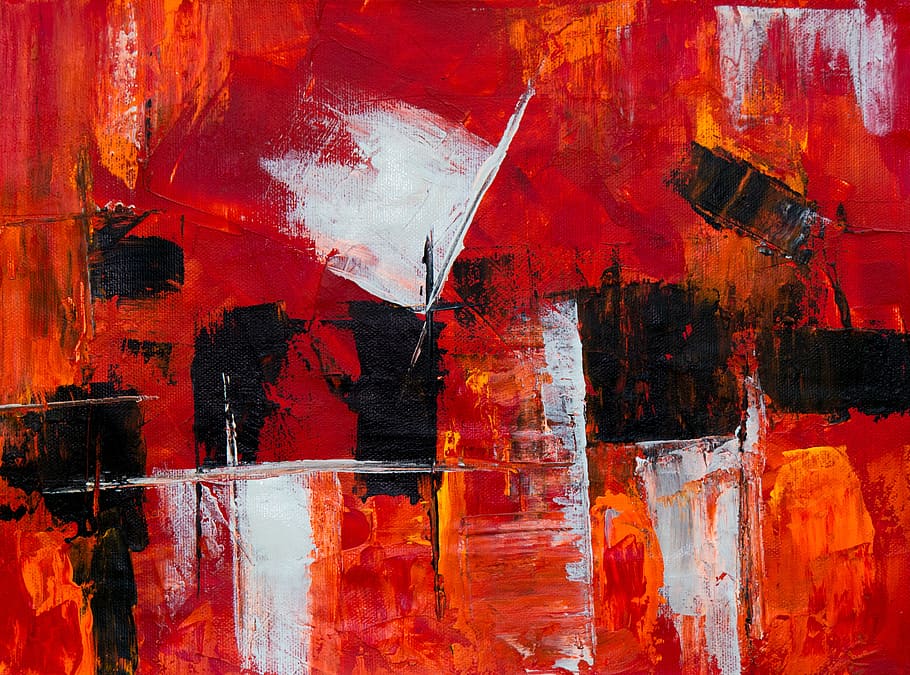 red and black abstract paiting, texture, paint, brush, surface HD wallpaper