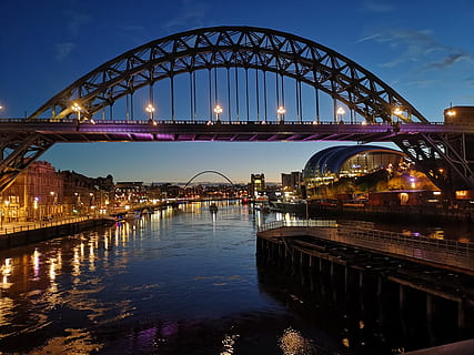 tyne bridge, dawn, river, connection, built structure, water HD wallpaper