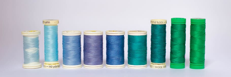 colors, crafts, sewing, thread, green, purple, blue, studio shot HD wallpaper