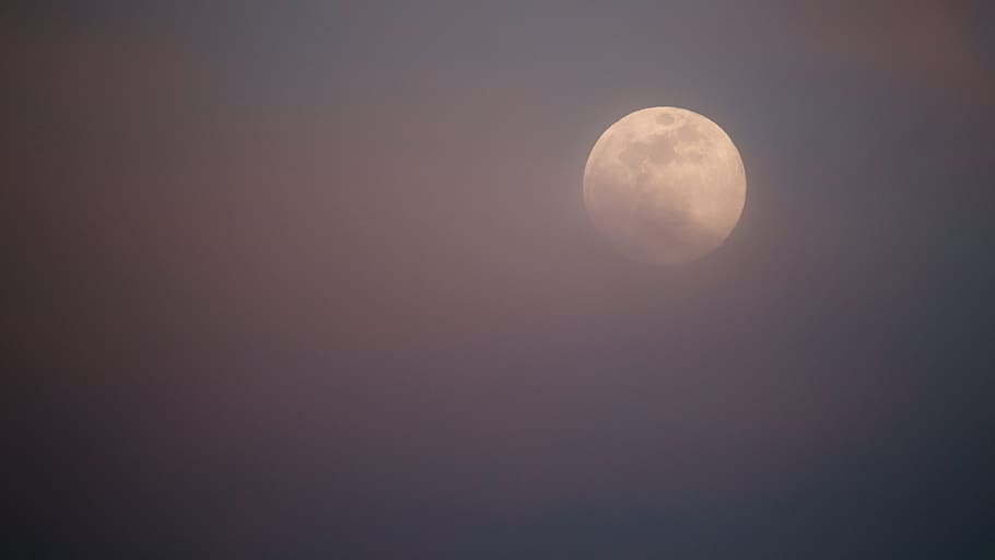 white full-moon photo, sky, night, cloud, atmosphere, canon, spring HD wallpaper