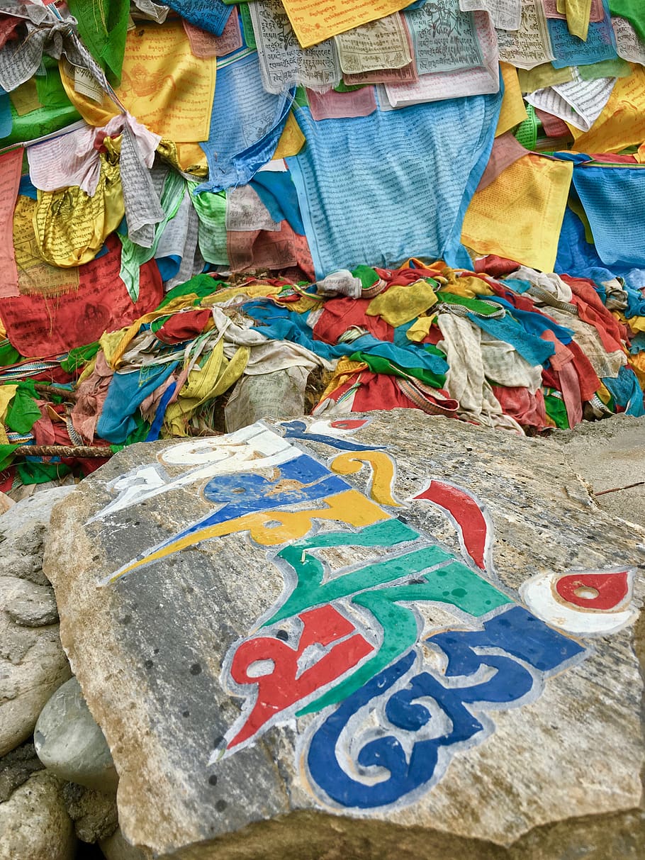 china, deqen, prayer flags, budha, tibet, rainbow, color, budhist, HD wallpaper