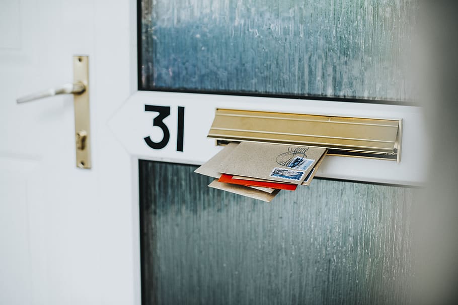 White And Green Door Filled With Envelopes, mail, mailbox, no people HD wallpaper