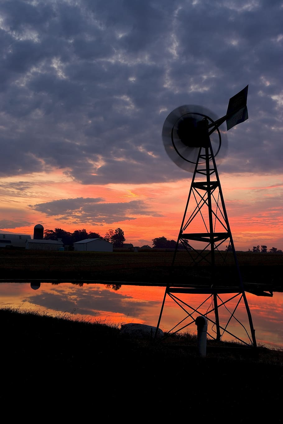 mill, wind, production, electricity, cloud - sky, sunset, water HD wallpaper