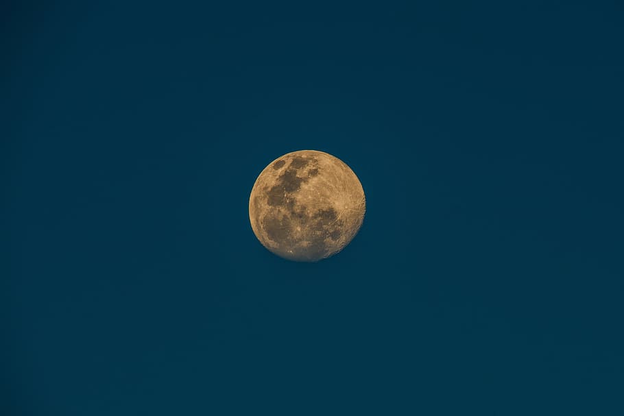big, giant, moon, white, landscape, sky, blue, night, astronomy HD wallpaper