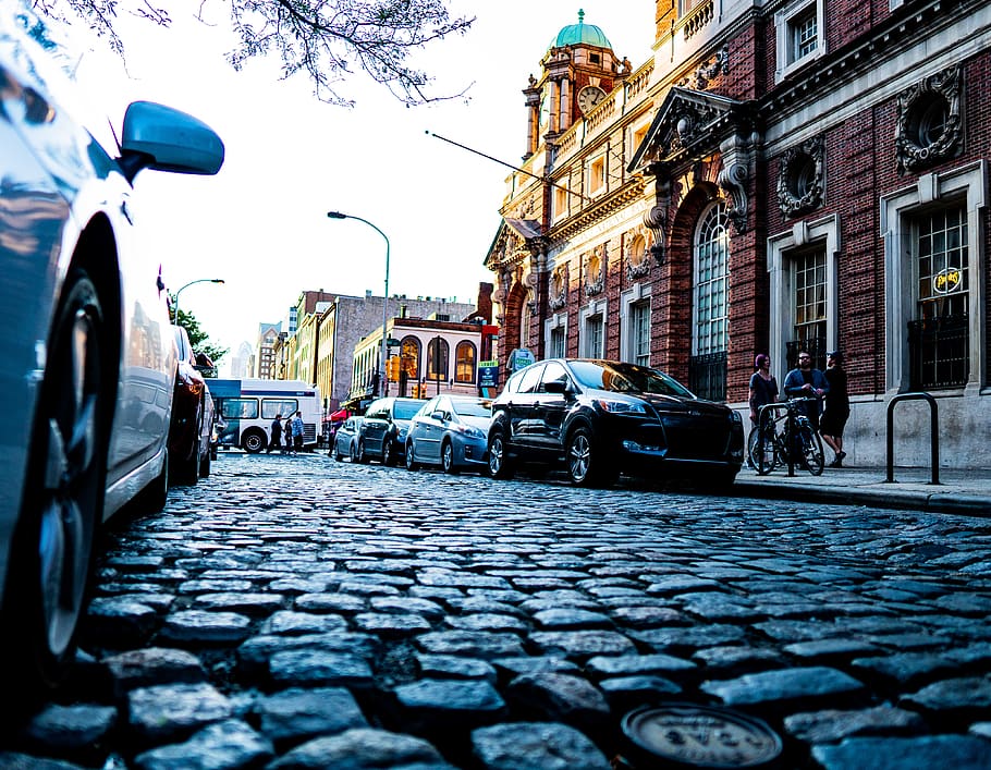 walkway, path, pavement, sidewalk, human, person, car, vehicle HD wallpaper