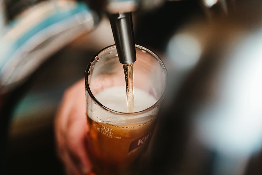 person filling clear glass with liquid, drink, pour, beer, tap HD wallpaper