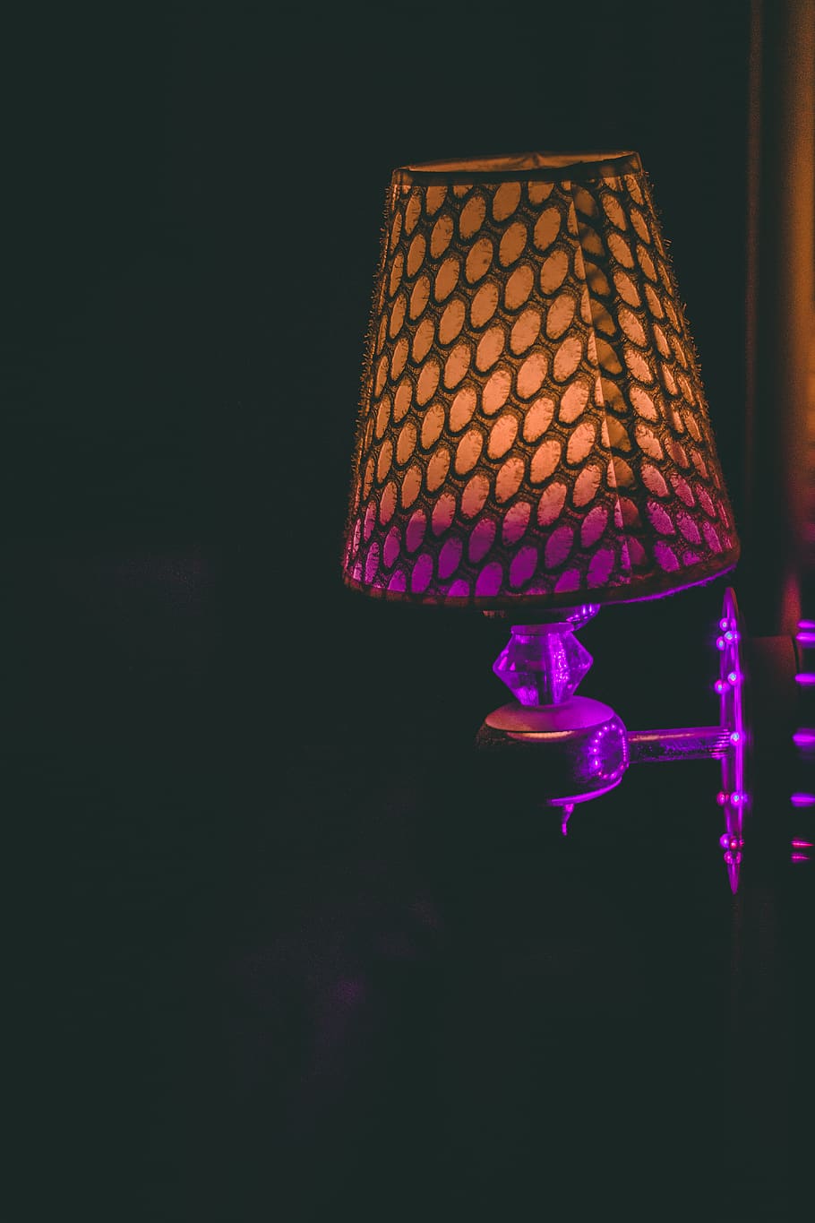 Brown and Purple Sconce, architecture, art, bulb, dark, design HD wallpaper