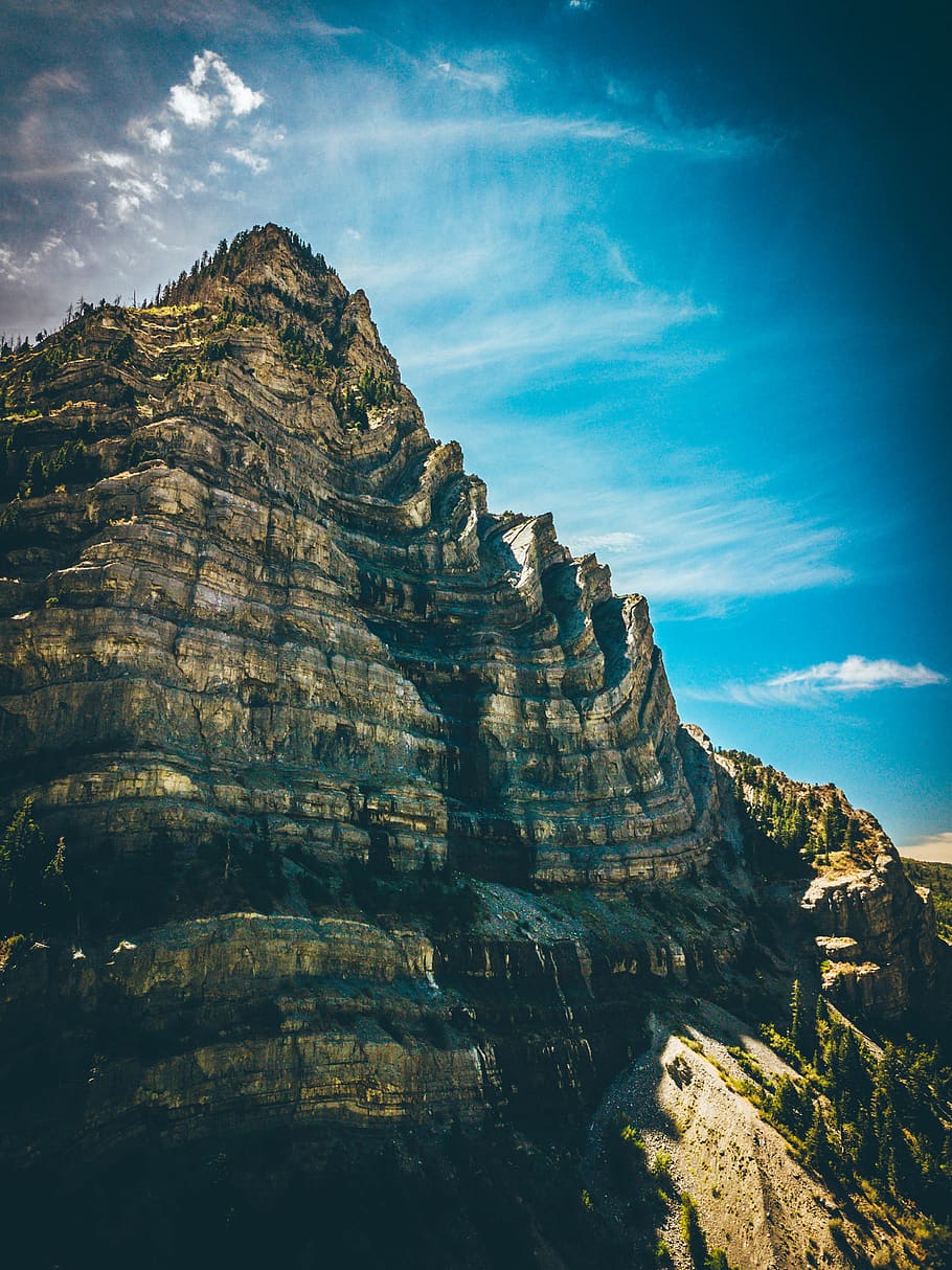 mountain, cliff, ram, blueskies, high, rock, canyon, dragon HD wallpaper