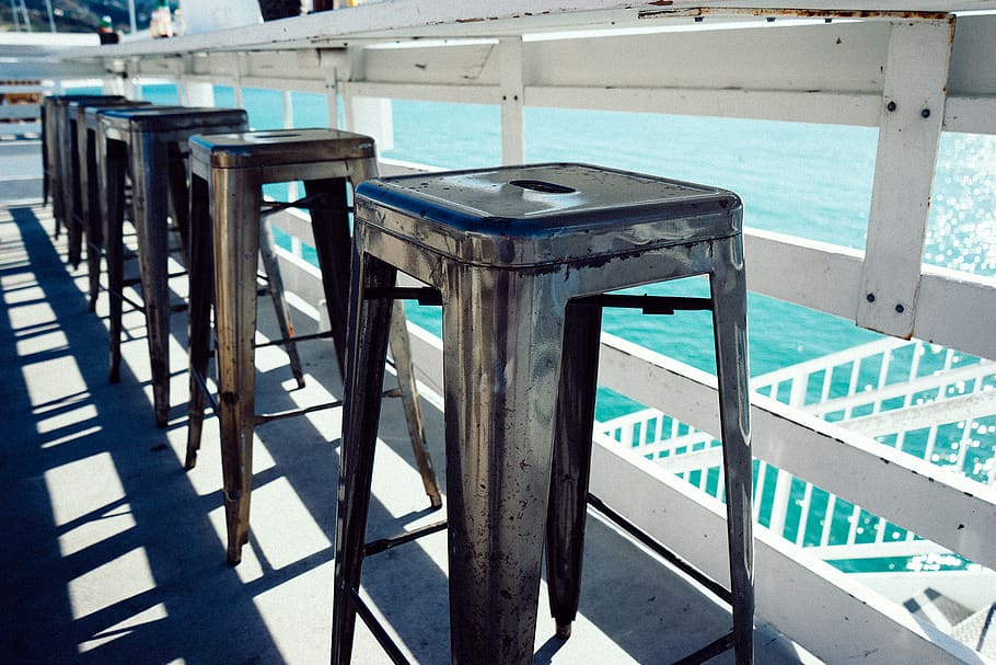 stools, seat, table, chair, empty, day, no people, wood - material HD wallpaper