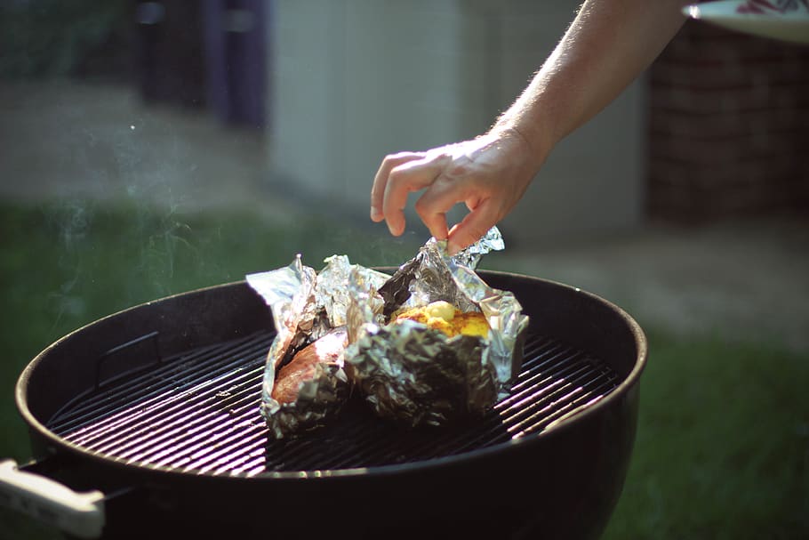 foil on grill pan, human hand, food, food and drink, human body part HD wallpaper