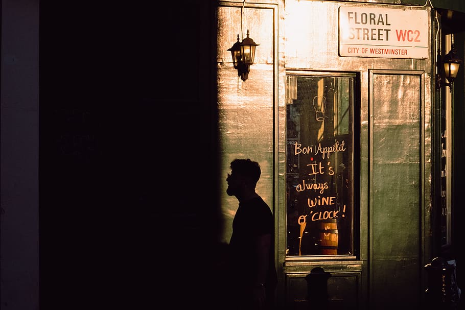 silhouette of man standing near door, male, building, shadow, HD wallpaper