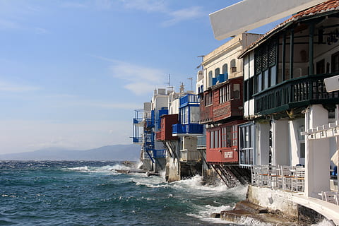 greece, mykonos, water, built structure, architecture, building exterior HD wallpaper