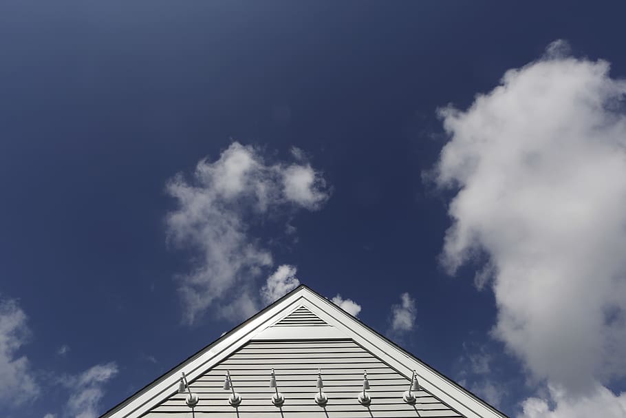 blue, sky, clouds, roof, lights, siding, cloud - sky, built structure HD wallpaper