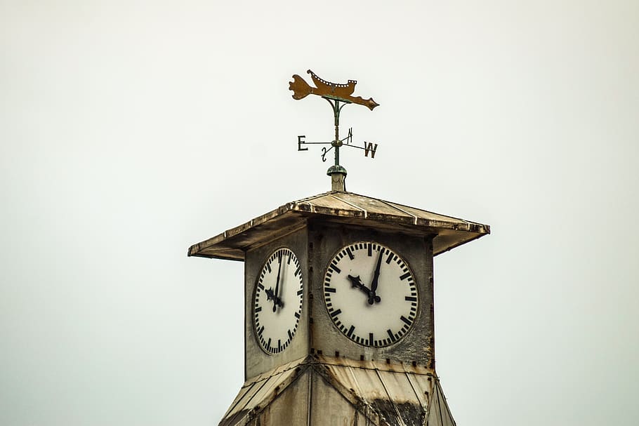tower, clock, wind indicator, architecture, bournemouth, england HD wallpaper