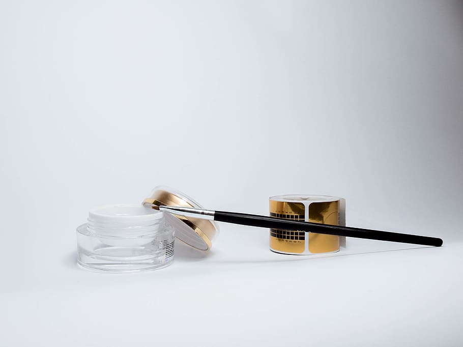 Brown Makeup Brush, close-up, cosmetics, cup, indoors, product HD wallpaper