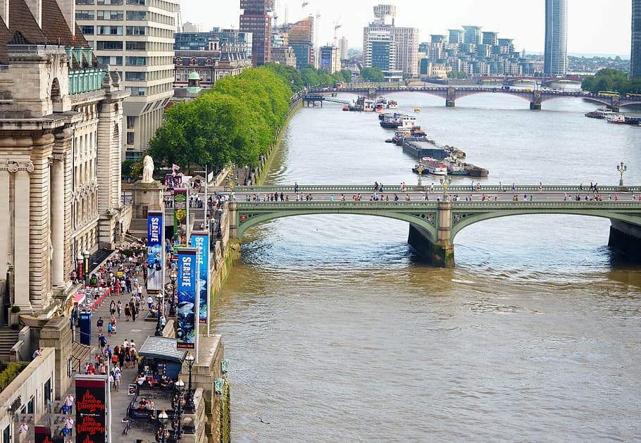 thame, city, bridge, crowd, river, london, architecture, built structure HD wallpaper